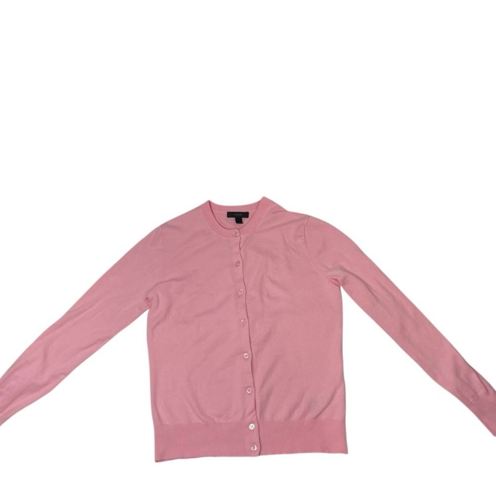 JCrew Pink cotton cardigan sweater small button front sz small feminine classic - Picture 6 of 8